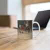 ceramic manor mug with horses and riders getting ready, mockup