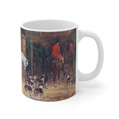 ceramic mug with hunters on horses