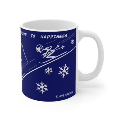 blue ceramic mug with free rider print