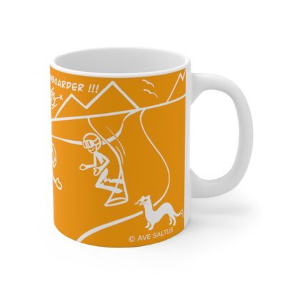 Snowboard Inspired Cup Yellow with text. Thank god I´m a Snowboarder.