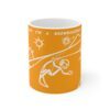 Snowboarding Mug Yellow White ceramic cup, quote Thank god I´m a Snowboarder