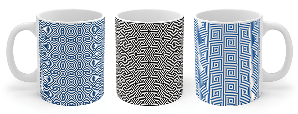 Geo Chic Collection - Ceramic Cups with geometrical patterns.