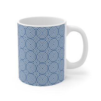 Harmony Haven mug. A classic white every day mug with blue geometric pattern a pretty collection for your friends.