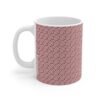 Infinite Elegance cup. A classic white every day mug with red geometric pattern a stylish give away.