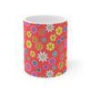 Poppy a red porcelain cup with floral print front view.