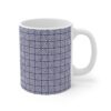 Timeless Tessellation Mug. A classic white every day mug with blue geometric pattern a stylish collection for your office.