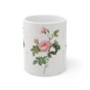 A thornless beauty Rosa Inermis on a white porcelain cup - front view