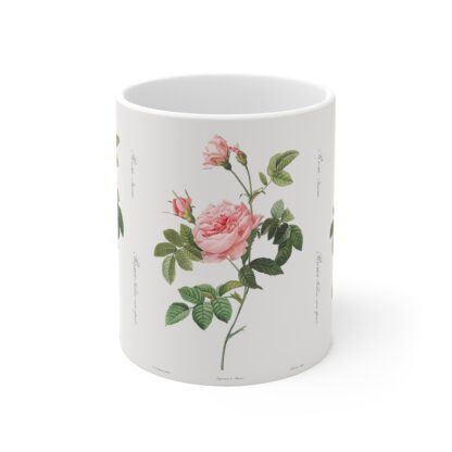 A thornless beauty Rosa Inermis on a white porcelain cup - front view