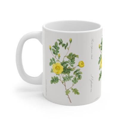 A wild beauty Rosa P Lutea on a white porcelain cup - handle left