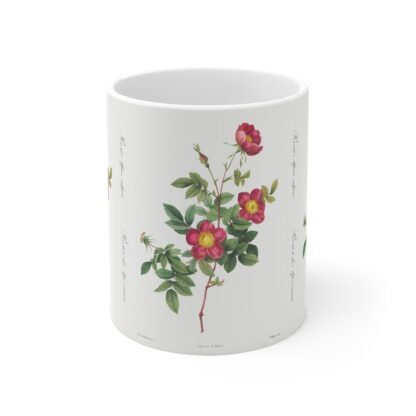 A stylish red Alpine Rose on a white porcelain cup - front view